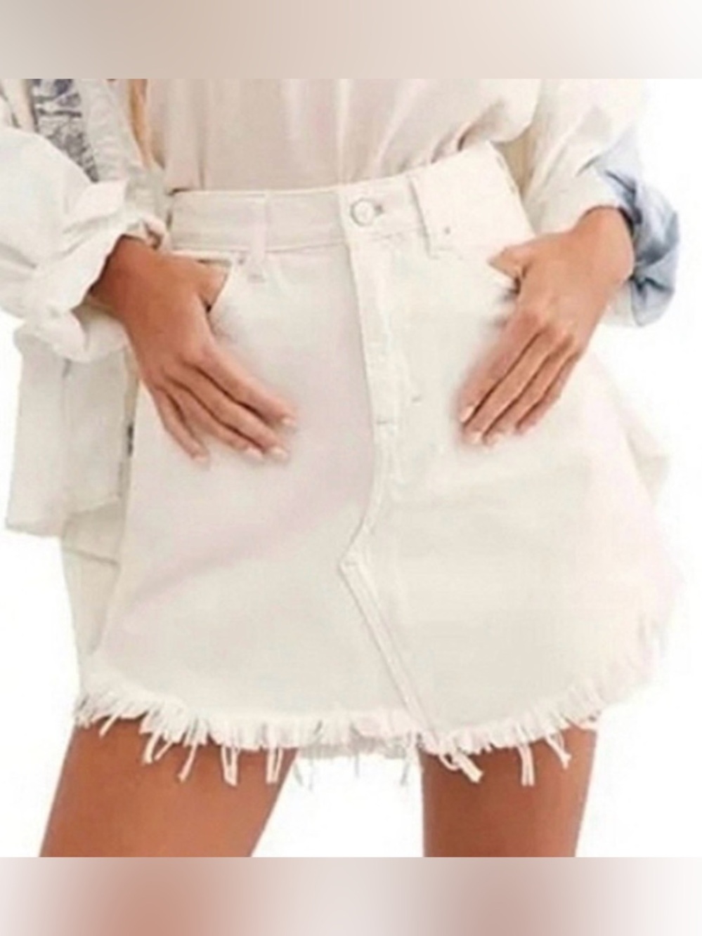 NWT Free People Bailey Mini Denim Skirt in Coconut Size 26